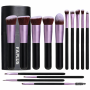 Premium 14 Pieces Purple Makeup Brushes With Travel Case