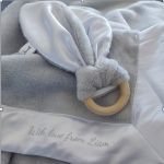 - Bunny Teether Ring To Match Your Bunny - Navy Fleece Pinstripe Cotton