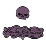 Harley-davidson 1.5 Inch Harley Curve Willie G Skull Metal Pin Set Gloss Finish