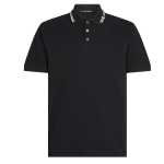 Contrast Piping Polo Shirt -black