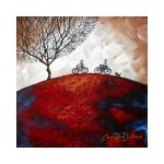 Block Print Bicycling Together - 300MM X 300MM