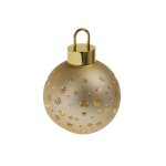 Xmas Ball With LED Glass 15X18.5CM 2 Assorted Laser Cut Designs Inside Gold Coated Outside Matt Champagne Gold W w LED