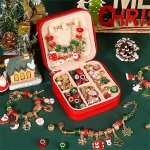 Christmas Charm Bracelet Making Kit Elegant Red Green Series Diy Beads For Arts And Crafts Jewelry Making Kit Christmas Gift Set