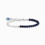 Silver Bracelet - Imitation Sandstone Beads And Coin - 15MM