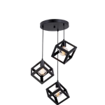 Ashcomonline Cluster Of Three Cube Industrial Pendant Lamps Stainless Steel Ceiling Light