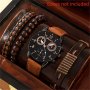 4pcs Men's Business Quartz Watch For Men Leisure Watch Analog Leather Wrist Watch & Bracelet Gifts For Him
