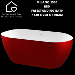 Milano 1500 Red Freestanding Bath - 1440 X 750 X 570MM