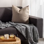 Cotton Blend Pattern Stitch Throw Grey