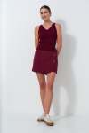 Button Detail Skort - 16 Burgundy