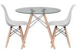 Smte 3PC Round Glass Dining Table With Keychain