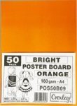 A4 Bright Poster Board - Orange 160 GSM 50 Sheets