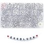 1400PCS 4X7MM White Round Acrylic A-z Letter Beads Red Heart Pattern Beads With Crystal Line For Jewelry Making Diy Bracelets Necklaces Key Phone Chains