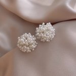 1 Pair Elegant Simple Chic Unique Spherical Faux Pearl Earrings French Style Women's Everyday Versatile Festive Gift Jewelry