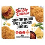 Rainbow Simply Chicken Crunchy Nacho Spicy Chicken Burgers 400G