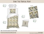 Kids Duvet Set Dino T Rex Tropical Print