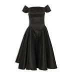 Black Tafetta Teardrop Midi Dress