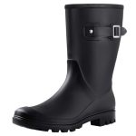 Evshine Women's Mid Calf Rain Boots Waterproof Garden Shoes Matte Black 36