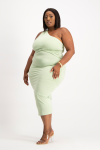 Charlotte One Shoulder Bodycon Dress - Smoke Green - 2XL