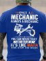 MECHANIC Back Print Short Sleeve Men's Casual T-shirt Trendy Crew Neck 3D Graphic Tee European And American Fashion Loungewear Pajamas Top