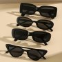 4pcs Black Classic Frame Glasses Pc Frame Anti Glare Sun Shades For Daily Decoration
