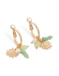 Goldair Gold Sun & Green Beaded Huggie Earrings