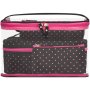 Clicks Toiletry Bag Black & Pink Dot 4 Piece