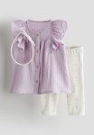 3-PIECE Cotton Set - Purple & White