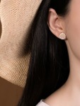 Amelia Natural Jade Gemstone Earrings Gold Plated Olive 925 Sterling Silver Size 12MM