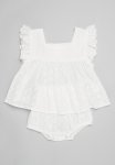 PoP Candy Anglaise Top & Bloomer Set-white