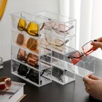 4-TIER Acrylic Eyeglass Storage Organizer Case Transparent Hard Display Box With Drawers For Glasses Collection Women's Eyewear