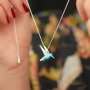 Exquisite Blue Hummingbird Pendant Necklace For Women