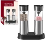Electric Salt And Pepper Grinder Set Gravity-powered Stainless Steel With Stand 2-PIECE Electric Hand Muller Grinder