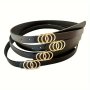 1PC Triple Ring Buckle Belts Black Trendy Pu Waistband Simple Casual Jeans Pants Belts For Women Girls