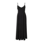 Black Metallic Inverted Pleat Dress