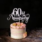 Naicaek Silver Glitter 60TH Anniversary Cake Topperwedding Anniversary Company 60 Anniversary Cake Decorations Birthday Party Su