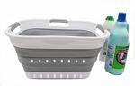 Sammart 19L 5 Gallon Super MINI Collapsible 3 Handled Plastic Basket - Foldable Pop Up Storage Container organizer - Space Savin