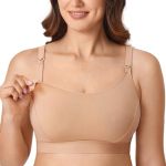 Gratlin Women's Plus Size Nursing Bra Sports Maternity Support Cotton Breastfeeding Bras Natural 3X-LARGE
