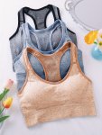 3-PACK Women's Sports Bras Seamless Racerback Yoga Fitness Tank Tops Breathable Running Vest With Hollow Out Back Design Assorte