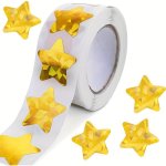 500PCS ROLL Golden Star Stickers Seals For Reward At School Classroom Foil Star Metallic Stickers Roll Self-adhesive Label Stars