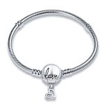 Kunsir 925 Sterling Silver Snake Chain Bracelet With Love Round Buckle Charm Bracelets For Women Teen