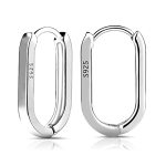 Luter S925 Sterling Silver Hoop Earrings 2PCS Small Oval Hoop Earrings For Women U-shaped S925 Minimalist Earrings Sterling Silv