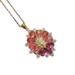 S925 Silver Light Luxury Tourmaline Sunflower Temperament Pendant