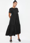 Petite Short Sleeved Tiered Midi Dress - Black