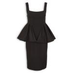 Black Peplum Midi Dress