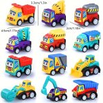 10PCS Set Of Bouncing And Pull-back Construction Trucks - Durable Plastic And Fun Cartoon Stickers Suitable For Young People Age