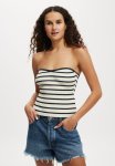 Cotton On Fashion Rib Bandeau-stone Stripe