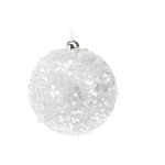 Xmas Ball Polyfoam 8CM Sequins White