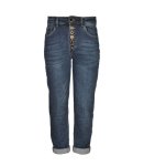 Multi Heart Stone Button Jeans - Denim Blue XL