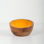 Acacia Wood MINI Bowl With Enamel Inlay - Clementine natural