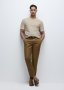 Tobacco Slim Fit Linen Blend Suit Trousers